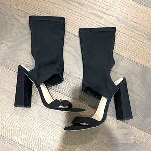 Black Peep Toe Sock Boots